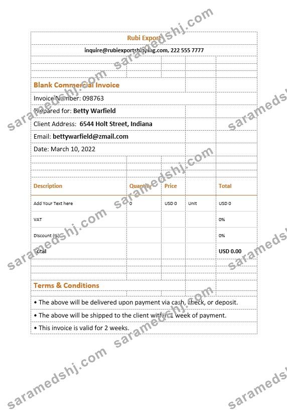 Blank Commercial Invoice